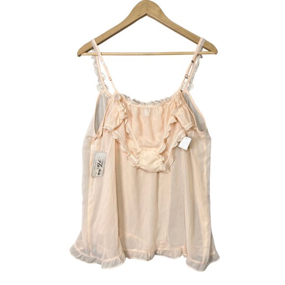 Flora Nikrooz Womens Sheer Babydoll Lingerie Set Size M Peach Heart Embroidered - Picture 11 of 11